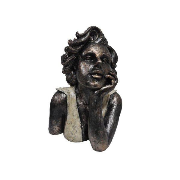 Dreaming Lady Bust Sculpture in Patina Black Finish by Urban Port-Sculptures-JadeMoghul Inc.