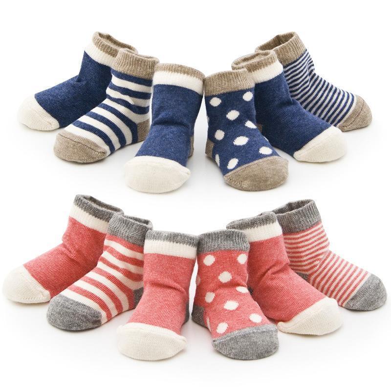 DreamShining Spring Baby Socks Set 4 pair Cotton Stripe Newborn Toddler Socks For 0-3 Years Old Christmas Gift Boy Girl Socks-A-6M-JadeMoghul Inc.