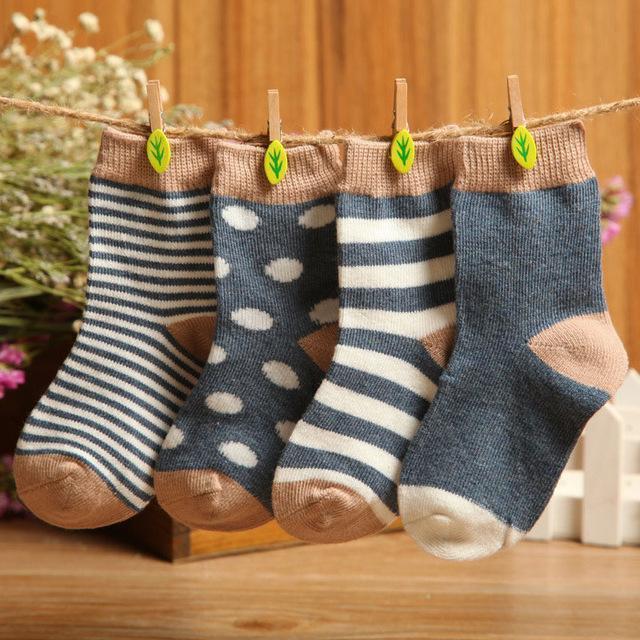 DreamShining Spring Baby Socks Set 4 pair Cotton Stripe Newborn Toddler Socks For 0-3 Years Old Christmas Gift Boy Girl Socks-B-6M-JadeMoghul Inc.