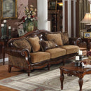 Dreena Sofa with 5 Pillows, Brown-Sofas-Brown-Bycast PU Chenille Wood Frame CA Foam-JadeMoghul Inc.