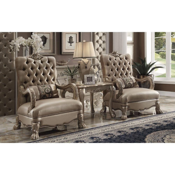 Dresden Chair with 1 Pillow, Bone Velvet & Gold Patina-Armchairs and Accent Chairs-Gold-Velvet Fabric Aspen Wood Poplar Wood & Ply-JadeMoghul Inc.