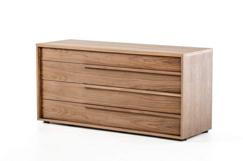 Dressers 3 Drawer Dresser - 28" Walnut Veneer and MDF Dresser with 3 Drawers HomeRoots