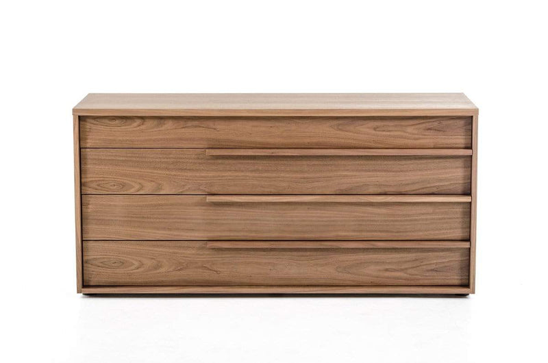 Dressers 3 Drawer Dresser - 28" Walnut Veneer and MDF Dresser with 3 Drawers HomeRoots