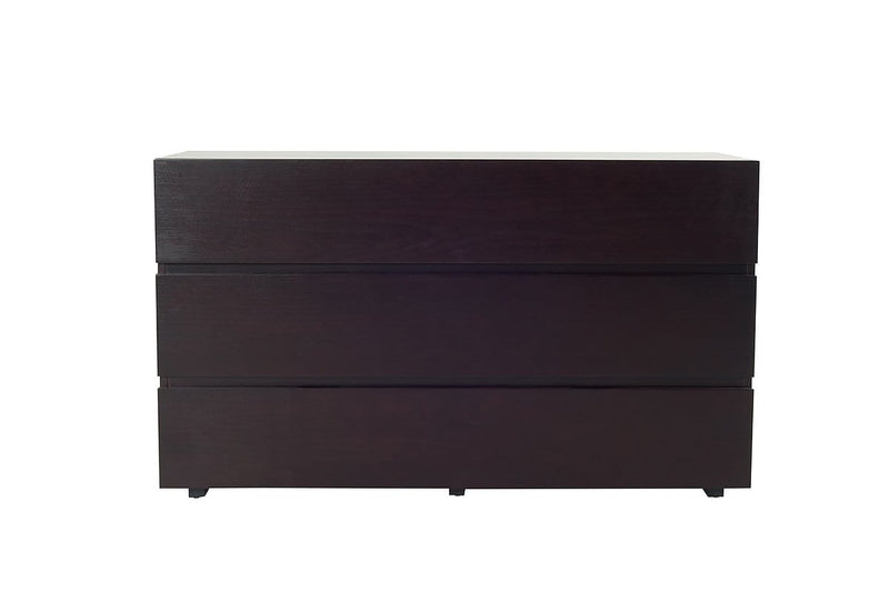 Dressers 3 Drawer Dresser - 28" Wenge Veneer and MDF Dresser with 3 Drawers HomeRoots