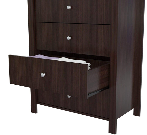 Dressers 5 Drawer Dresser - 47.2 Espresso Solid Composite Wood Dresser with 5 Drawers HomeRoots