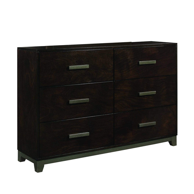 Dressers 6 Drawer Dresser - 16" X 61" X 40" Walnut Wood Dresser HomeRoots