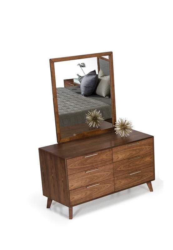 Dressers 6 Drawer Dresser - 30" Walnut Veneer, MDF, and Wood Dresser HomeRoots