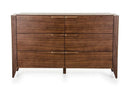 Dressers 6 Drawer Dresser - 38" Tobacco Veneer and MDF Dresser with 6 Drawers HomeRoots