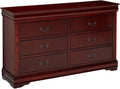 Dressers 6 Drawer Dresser - 57" X 15" X 33" Cherry Wood Dresser HomeRoots