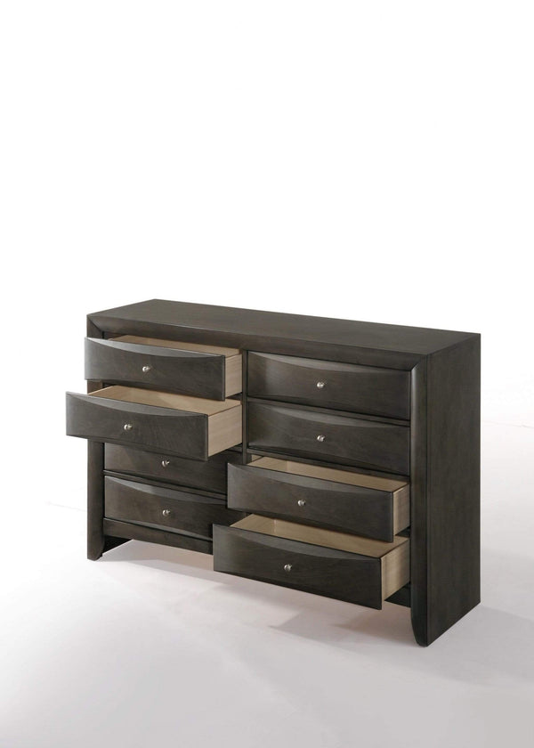 Dressers 6 Drawer Dresser - 59" X 17" X 41" Gray Oak Rubber Wood Dresser HomeRoots