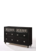 Dressers Black Dresser - 59" X 16" X 38" Black Engineered Wood And Nickel Brushed Metal Dresser HomeRoots