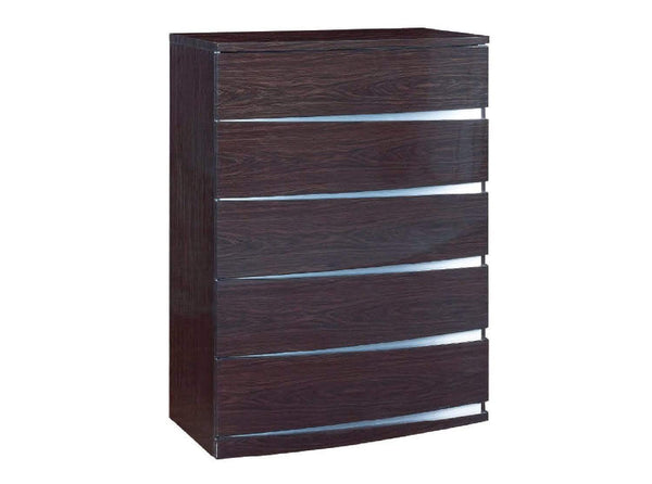 Dressers Chest Dresser - 32" Exquisite Wenge High Gloss Chest HomeRoots