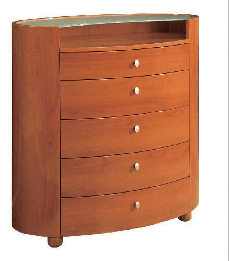 Dressers Chest Dresser - 42" Sophisticated Cherry High Gloss Chest HomeRoots