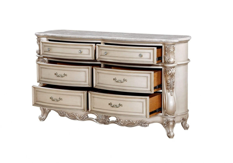 Dressers Dresser Sets - 21" X 72" X 41" Antique White Wood Dresser w/Marble Top HomeRoots
