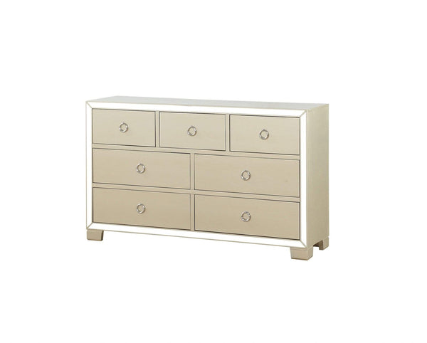 Dressers Dresser with Mirror - 15" X 57" X 34" Champagne Wood Mirror Veneer Dresser HomeRoots