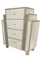 Dressers Dresser with Mirror - 27" X 12" X 32" Gray MDF, Wood, Mirrored Glass Accent Cabinet with Drawers HomeRoots