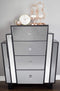 Dressers Dresser with Mirror - 27" X 12" X 32" Grey w/ Grey Washed Water Hyacinth MDF, Wood, Mirrored Glass Accent Cabinet with Drawers HomeRoots