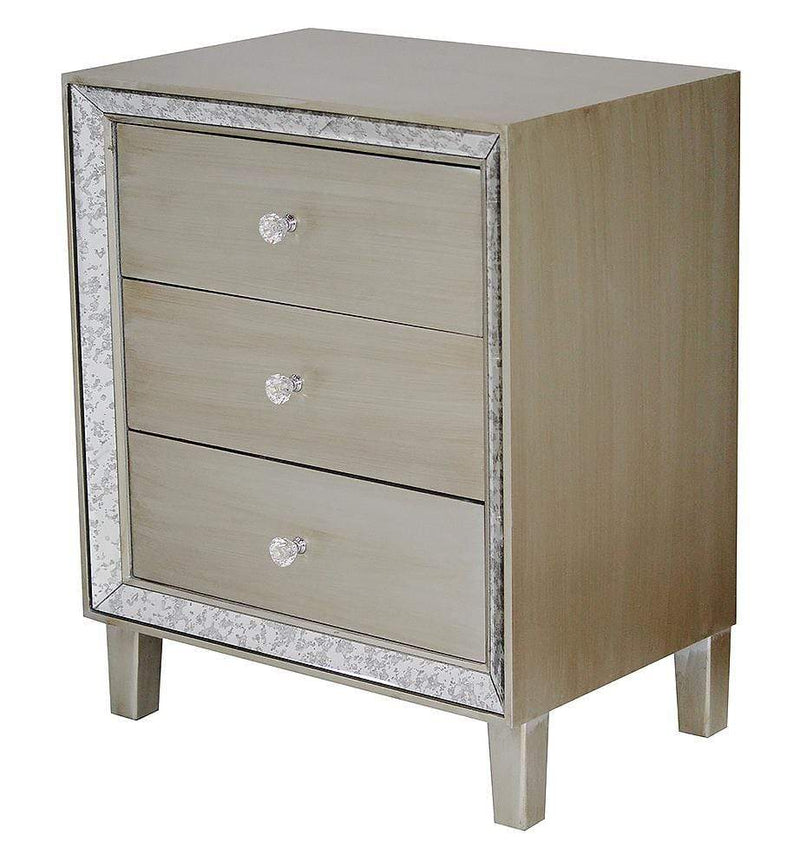 Dressers Dresser with Mirror - 28'.5" X 21'.75" X 34" Champagne MDF, Wood, Mirrored Glass Accent Cabinet with Drawers and with Mirror Accents HomeRoots
