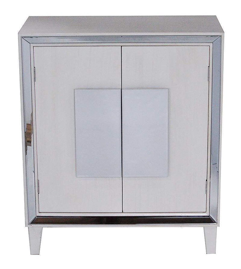 Dressers Dresser with Mirror - 32'.75" X 18'.75" X 34'.5" Antique White MDF, Wood, Mirrored Glass Antique White Sideboard with Doors with Mirror Accents HomeRoots