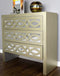Dressers Dresser with Mirror - 37" X 19" X 35'.5" Champagne MDF, Wood, Mirrored Glass Cabinet with Drawers with Mirror Accents and Carved Front HomeRoots