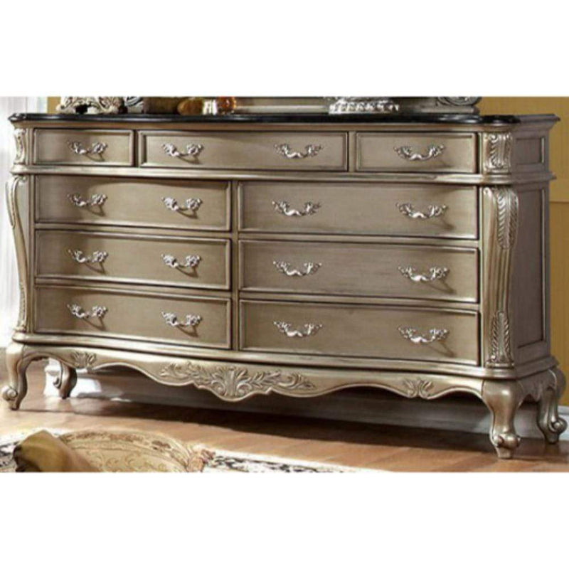 Dressers Opulent Lush Luxurious Designer Wooden Dresser, Gold Design Benzara