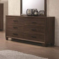 Dressers Six Drawer Dresser, Medium Warm Brown. Benzara