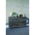 Dressers Spacious Dresser With Six Storage Drawers On Metal Glides, Gray Finish. Benzara