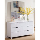 Dressers Spacious Glossy White Finish Dresser with 6 Drawers. Benzara