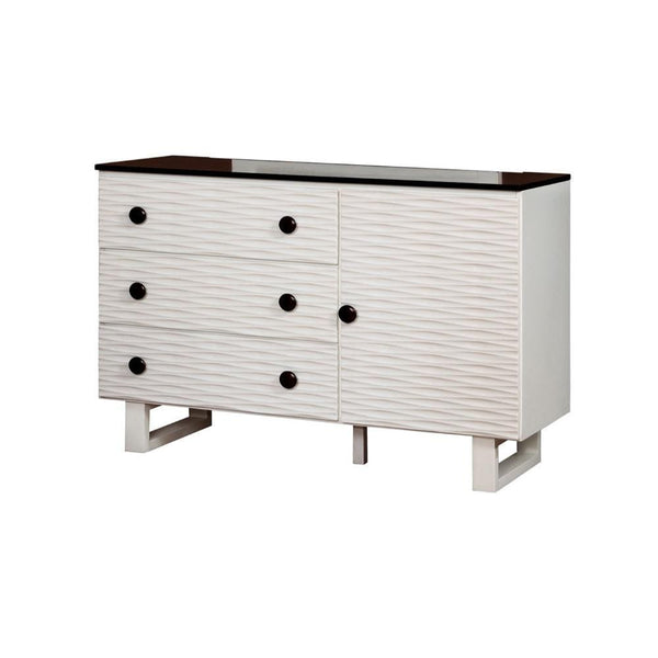 Dressers Splendid Contemporary Style Wooden Dresser, Dark Walnut And White Benzara