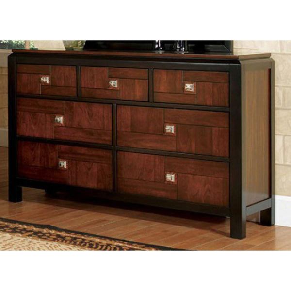 Dressers Splendid Wooden Dresser In Transitional Style,  Acacia And Walnut Brown Benzara