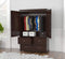 Dressers Tall Dresser - 70.9" Espresso Solid Composite Wood Dresser with 2 Doors and 4 Drawers HomeRoots