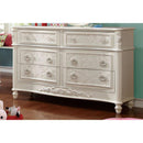 Dressers Voguish And Chic Wooden Dresser In Fairy Tale Style With Floral Carved Motif, White Benzara