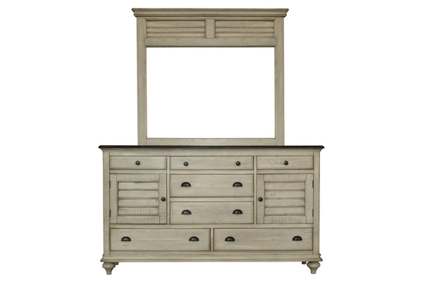 Dressers White Dresser - 65" x 19" x 38" Two Tone, Solid Wood, Dresser HomeRoots