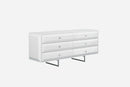 Dressers White Dresser - 72" X 21" X 31" White Chrome Double Dresser Extension HomeRoots