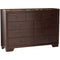 Wooden 9 Drawer Dresser with Faux marble top, Cappuccino Brown