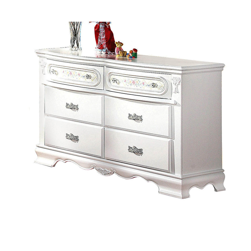 Wooden Dresser With 6 Storage Drawers, White