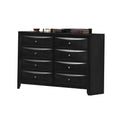 Wooden Dresser With Eight Spacious Drawers, Glossy Black