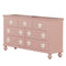 Wooden Dresser With Floral-Backed Knob Handles, Pink