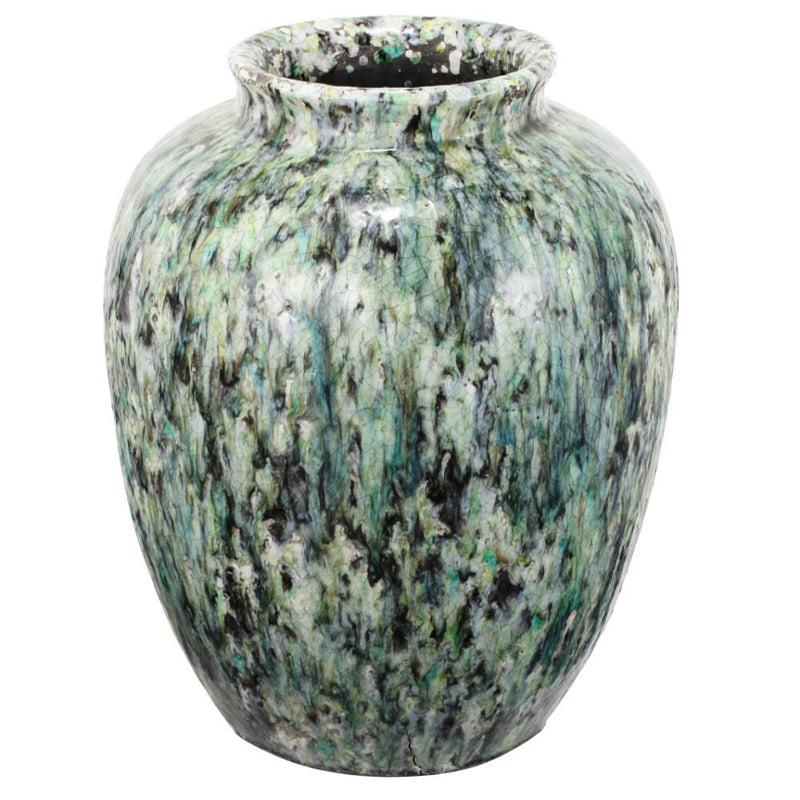 Drip Glazed Terracotta Vase With Tapered Bottom, Multicolor-Vases-Multicolor-Terracotta-JadeMoghul Inc.