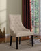Drogo Side Chair (Set-2), Cream Fabric & Walnut-Armchairs and Accent Chairs-Cream & Brown-Fabric Wood-JadeMoghul Inc.