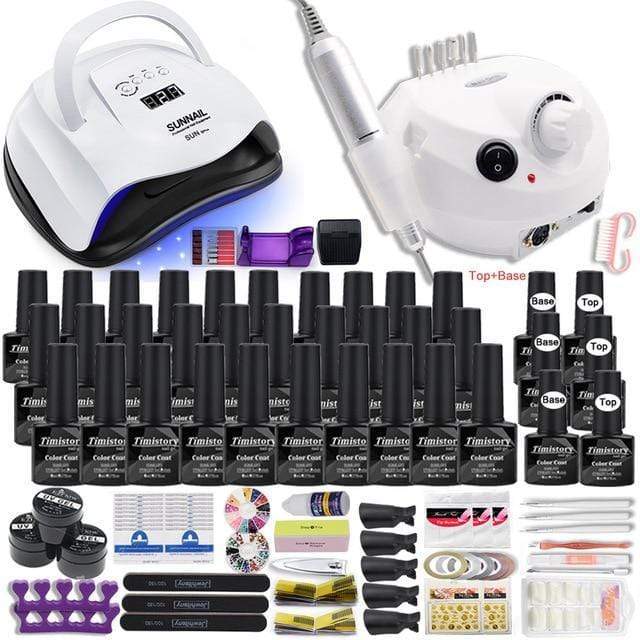 Dropshipping 30/20/10 Color Nail Gel Polish Set 120W Nail Lamp Manicure Set Acrylic Kit With High Quality 20W Nail Drill Machine AExp