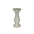 Dual Tone Ceramic Candle Holder in Traditional Style, White and Green-Candle & Votive Holders-White and Green-Ceramic-JadeMoghul Inc.