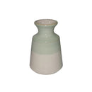 Dual Tone Decorative Ceramic Vase with Flared Neck, Green and White-Vases-White and Green-Ceramic-JadeMoghul Inc.