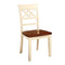Dual Tone Side Chair with Designer Cutout Back, Set of Two, Vintage White and Cherry Brown-Dining Chairs-White, Brown-Wood-JadeMoghul Inc.