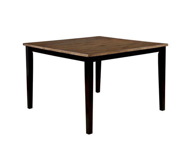 Dual Tone Solid Wood Counter Height Table with Tapered Legs, Brown and Black-Accent Tables-Brown and Black-Solid Wood Wood Veneer-JadeMoghul Inc.