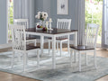 Dual Tone Wooden Dining Set with Six Slatted Chairs, Pack of Five, Brown and White-Dining Chairs-Brown and White-Engineered Wood Veneer-JadeMoghul Inc.