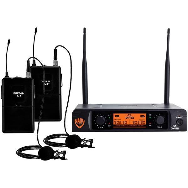 Dual-Transmitter Digital Wireless Microphone System (2 Digital LT(TM) LM-14/O lapel microphones)-Microphones & Accessories-JadeMoghul Inc.