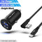 Dual USB Car Charger Adapter 4.8A Mini Metal Car-Charger Mobile Phone Car USB Charger Auto Charge 2 Port 24W for Samsung iPhone-Black Set for Apple-JadeMoghul Inc.