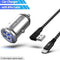 Dual USB Car Charger Adapter 4.8A Mini Metal Car-Charger Mobile Phone Car USB Charger Auto Charge 2 Port 24W for Samsung iPhone-Silver Set for Apple-JadeMoghul Inc.