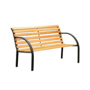 Dumas Transitional Style Patio Bench, Natural Oak-Outdoor Benches-Natural Oak-Cast Iron Wood-JadeMoghul Inc.